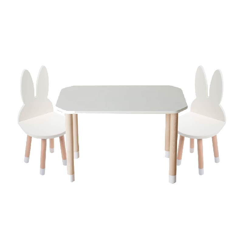 סט שולחן מלבני ו-2 כסאות ארנב לילדים