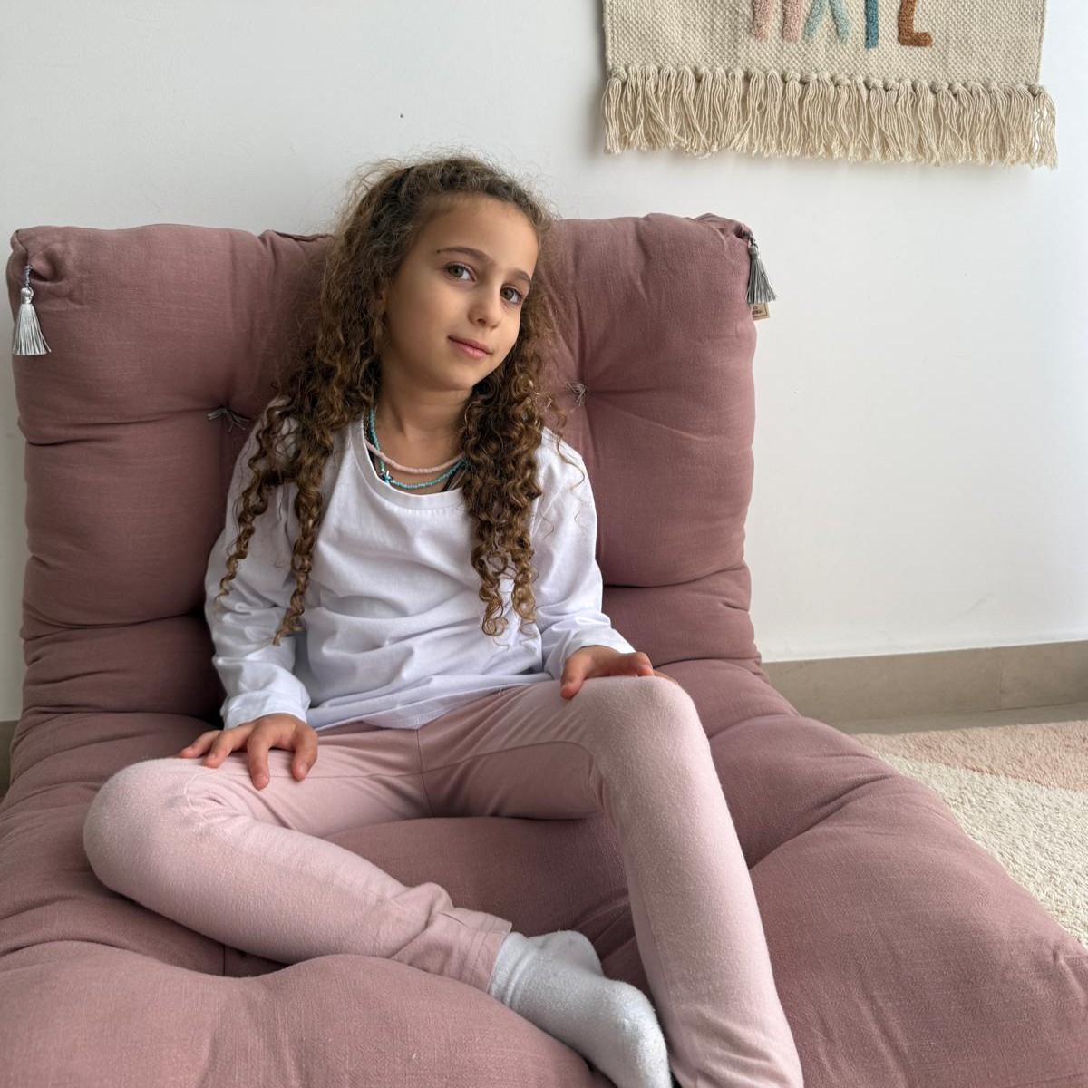 כרית רביצה פשתן ויסקוזה- ורוד וינטאג'