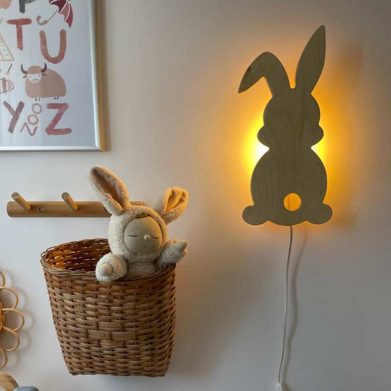 מנורת לילה מעץ לילדים- ארנב