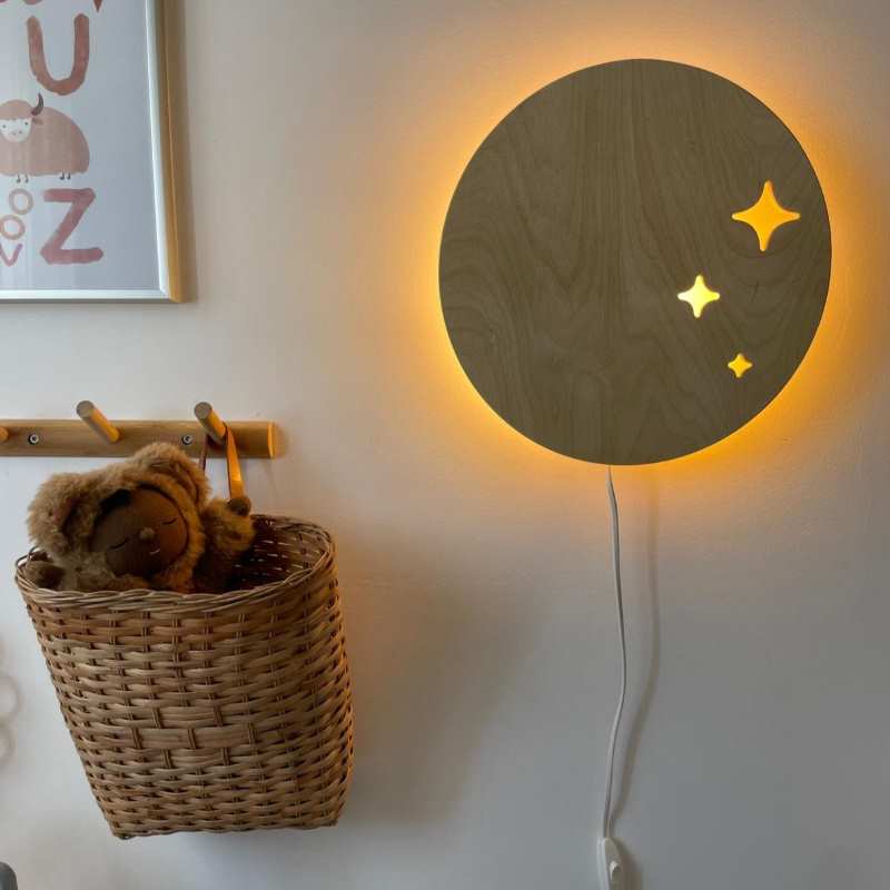 מנורת לילה מעץ לילדים- ירח