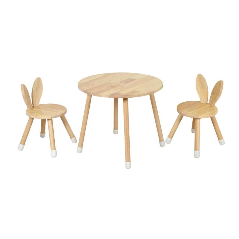 סט שולחן עגול ו-2 כסאות ארנב לילדים